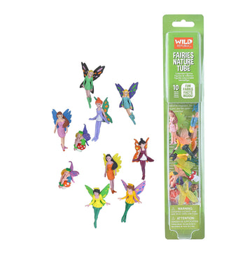 WILD REPUBLIC Fairy Figurines Tube - 10 Plush Fairy Figures in Multi-Color, 5 Poses, 10 Piece Set, Model 20810