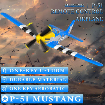Gluiseur Rc Plane 4 Channel Remote Control Airplanes, 4-Ch Rc Airplane Ready To Fly P51 Mustang Radio Controlled Aircraft For Be
