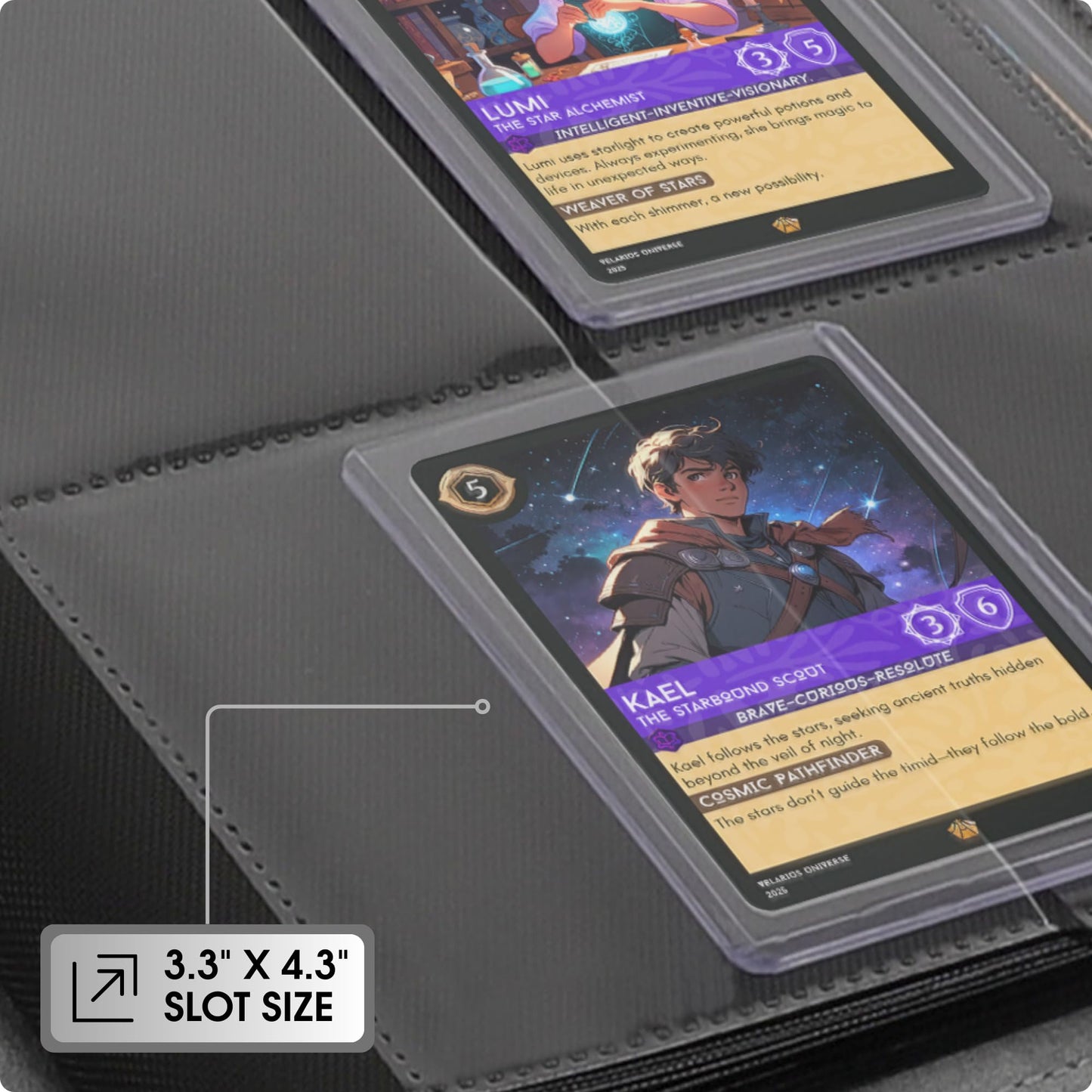 FORZAROCKET 4-Pocket Small Binder for Toploaders - Holds 128 Top Loaders  Ringless  Waterproof PU Leather  for Sports & Trading Cards (Carbon Black)