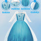 Uporpor Magical Princess Dress Up Clothes With Cape For Little Girls Halloween Costume Toddler Kids Led Birthday Light Up Dress Party, Blue 140