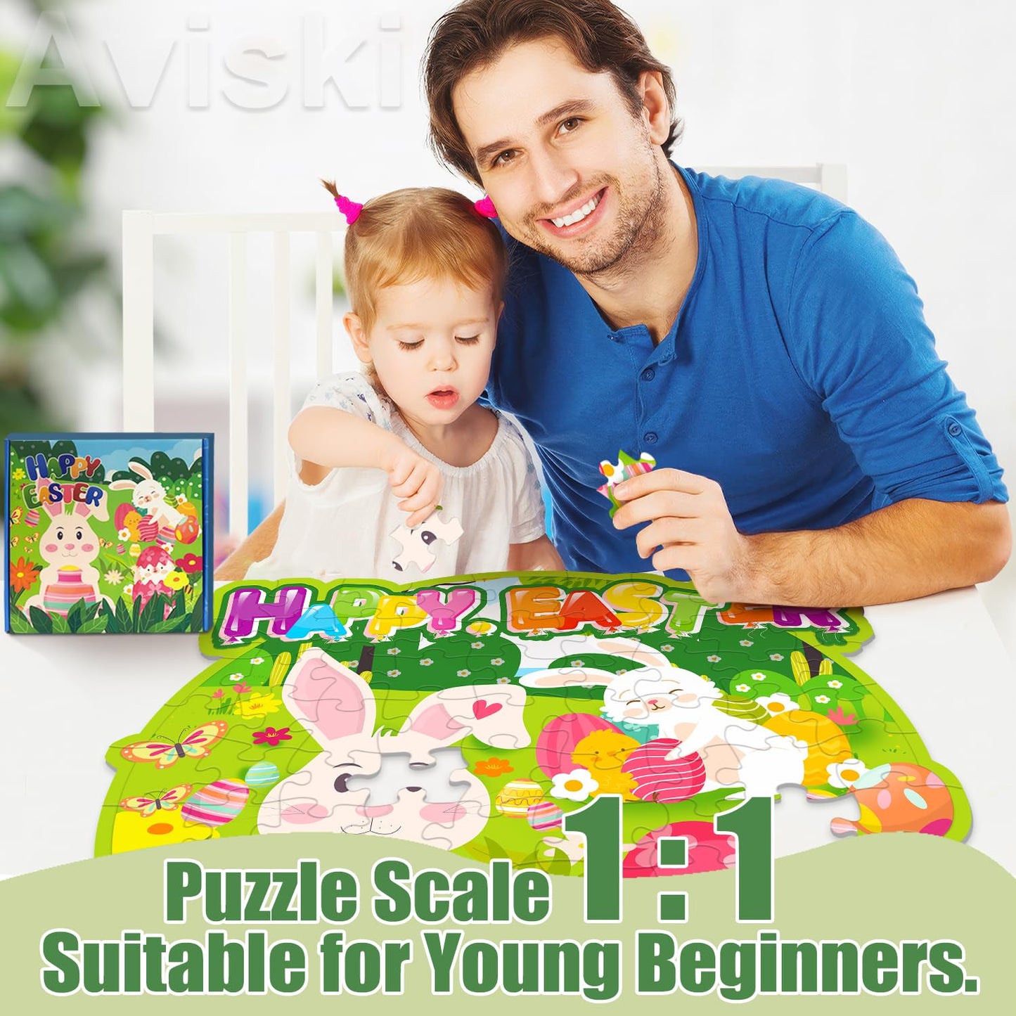 Easter Gifts For Kids, 80 Pieces Large Floor Jigsaw Puzzle Educational Toys For Kids Ages 3-5, 4-6, Easter Basket Stuffers Party