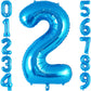 Blue Number 2 Balloon 40 Inch, Big Large Foil Helium Number Balloons, Jumbo Giant Mylar Number 2 Balloons For 2 Second Birthday