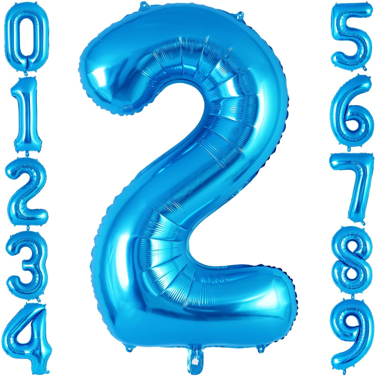 Blue Number 2 Balloon 40 Inch, Big Large Foil Helium Number Balloons, Jumbo Giant Mylar Number 2 Balloons For 2 Second Birthday