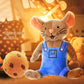 XIUMON Cookie and Mouse Plush Set, 4" Stuffed Animals, Cotton, Grey Blue, Model XM-MC, Ideal for Children and Teachers