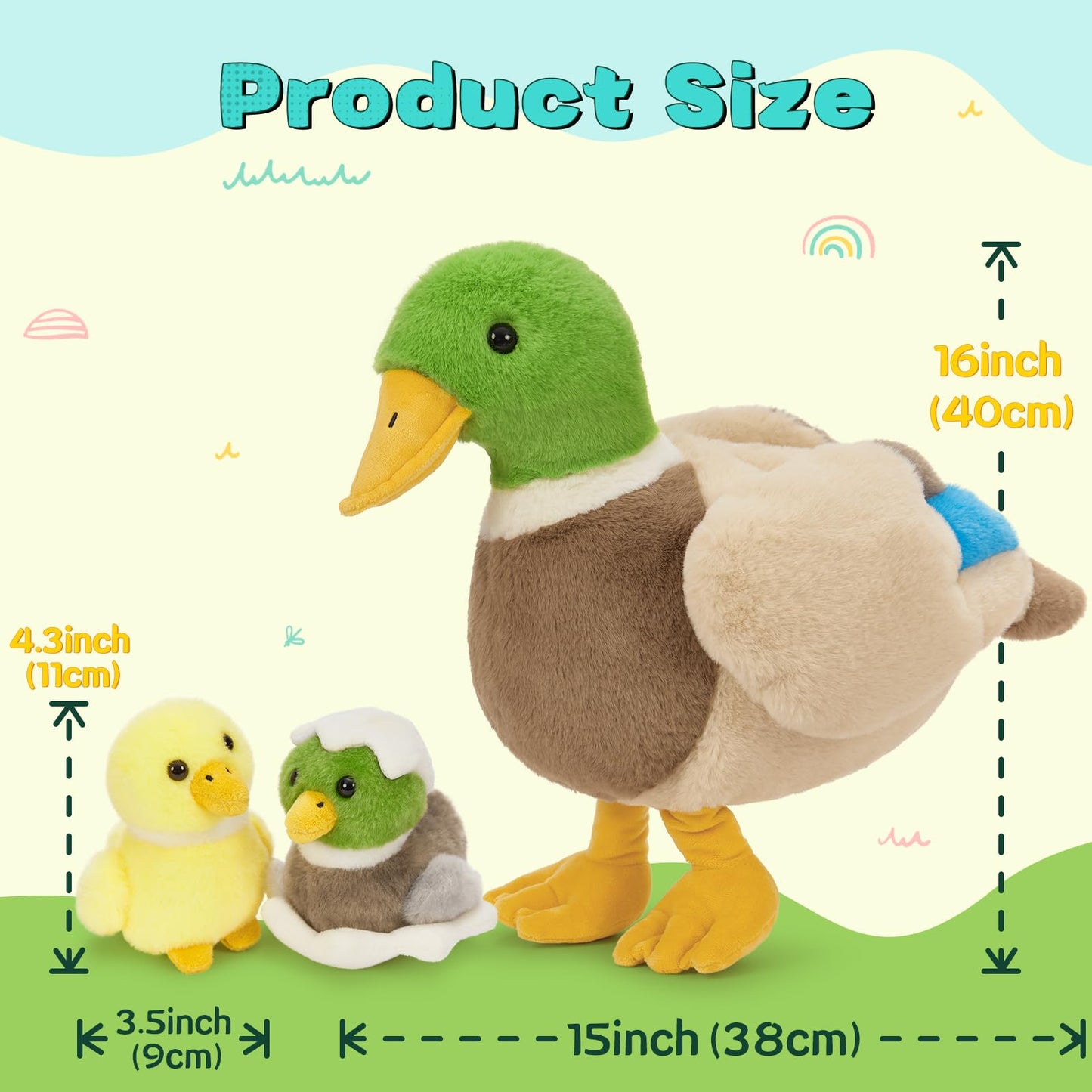Maogolan Stuffed Duck Plush 16'' Large Stuffed Animal For Kids, Toddlers, Infant Nursery Item Mother'S Day Baby Shower Party Fav