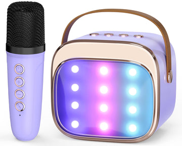 Flueston Mini Karaoke Machine For Kids Adults, Portable Bluetooth Speaker With Wireless Microphone, Birthday Kids Gifts Toys For