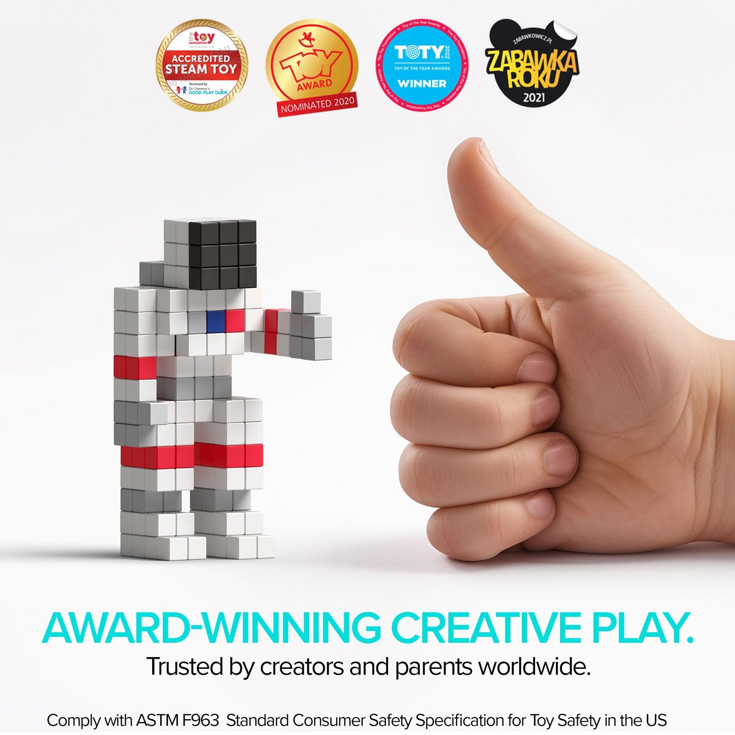 Pixio Amphibio- Tiny Magnetic Blocks Building Toy In The Pixel Art Style With Free App - 5/16' Plastic Cubes With 6 Magnets Inside - Open Ended Toy - Creativity Toy For Ages 6+