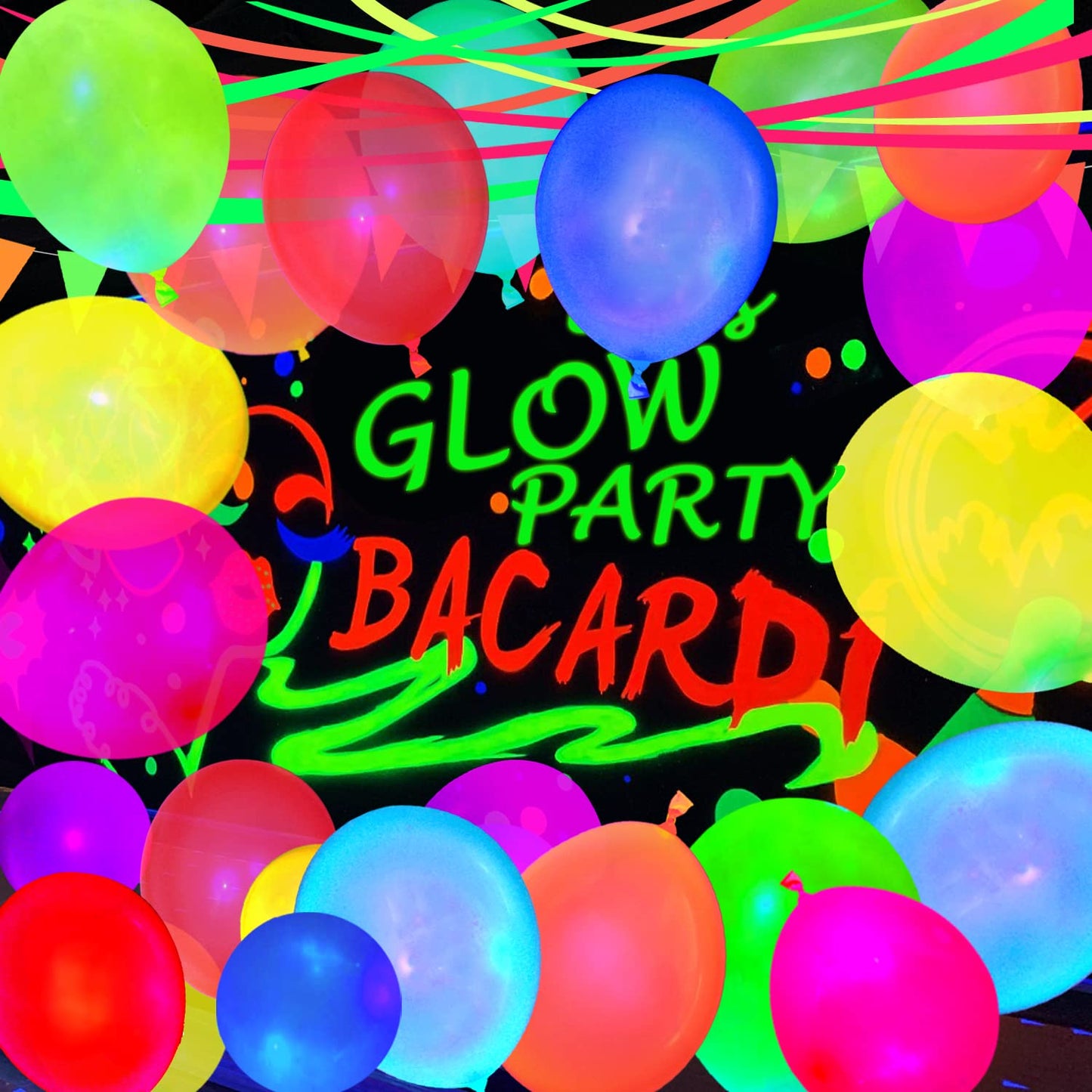 110 Pack Colored Uv Neon Balloons Glow Balloons Neon Party Decorations Glow In The Dark Party Supplies Balloons Black Light Neon