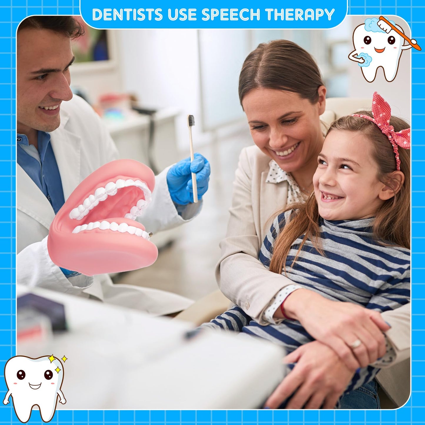 Patelai 1 Pcs Mouth Puppet with Tongue Teeth Mouth Hand Puppet Dental Model and Toothbrush for Boys Girls Educational Tools Spee