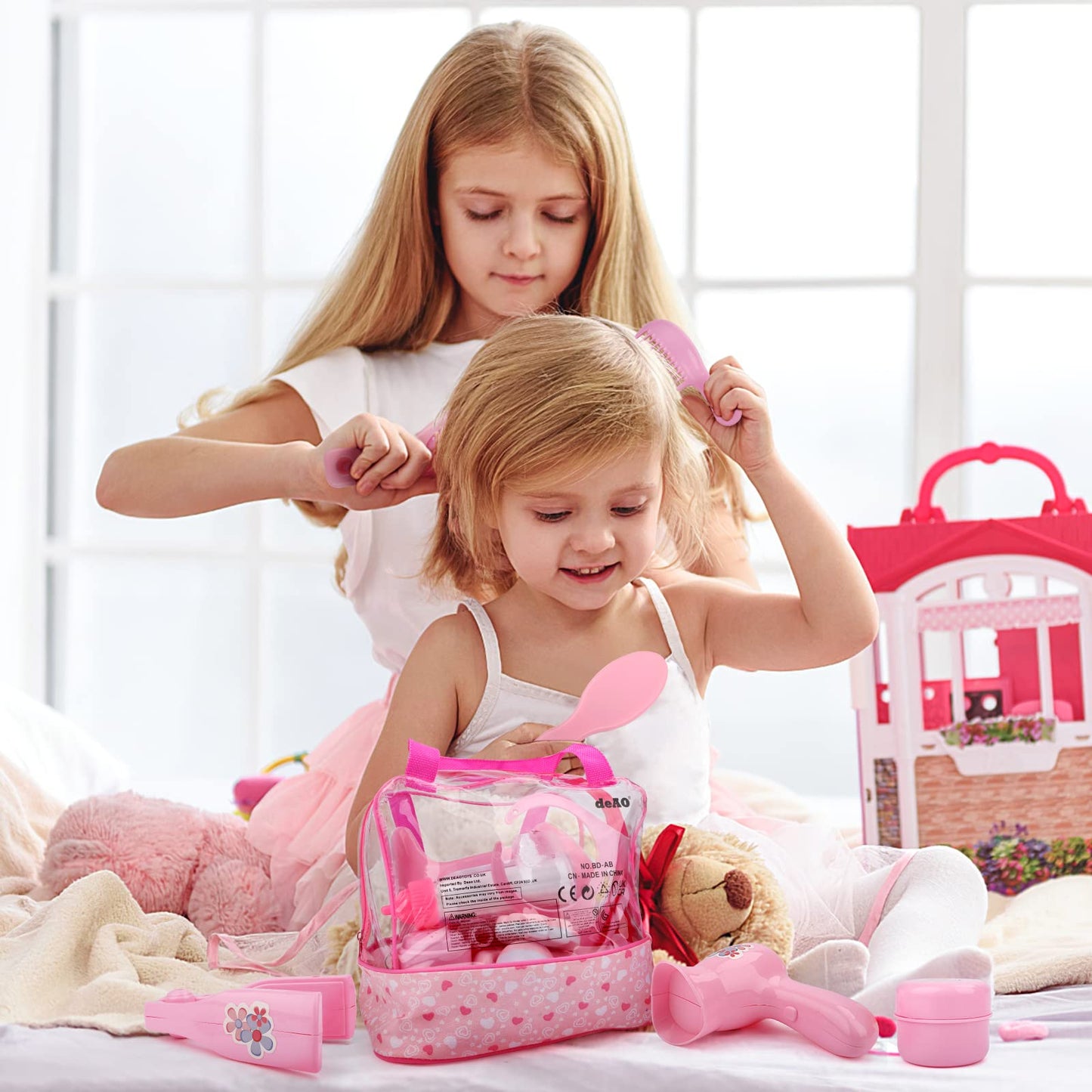 deAO 40 Piece Baby Doll Accessories Set - Feeding, Clothes, Bath Toys, Medium Fabric - Nurturing Pretend Play for Kids