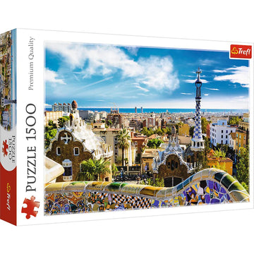 Trefl Park Güell, Barcelona 1500 Piece Jigsaw Puzzle Red 33'X23' Print, Diy Puzzle, Creative Fun, Classic Puzzle For Adults And Children From 12 Years Old