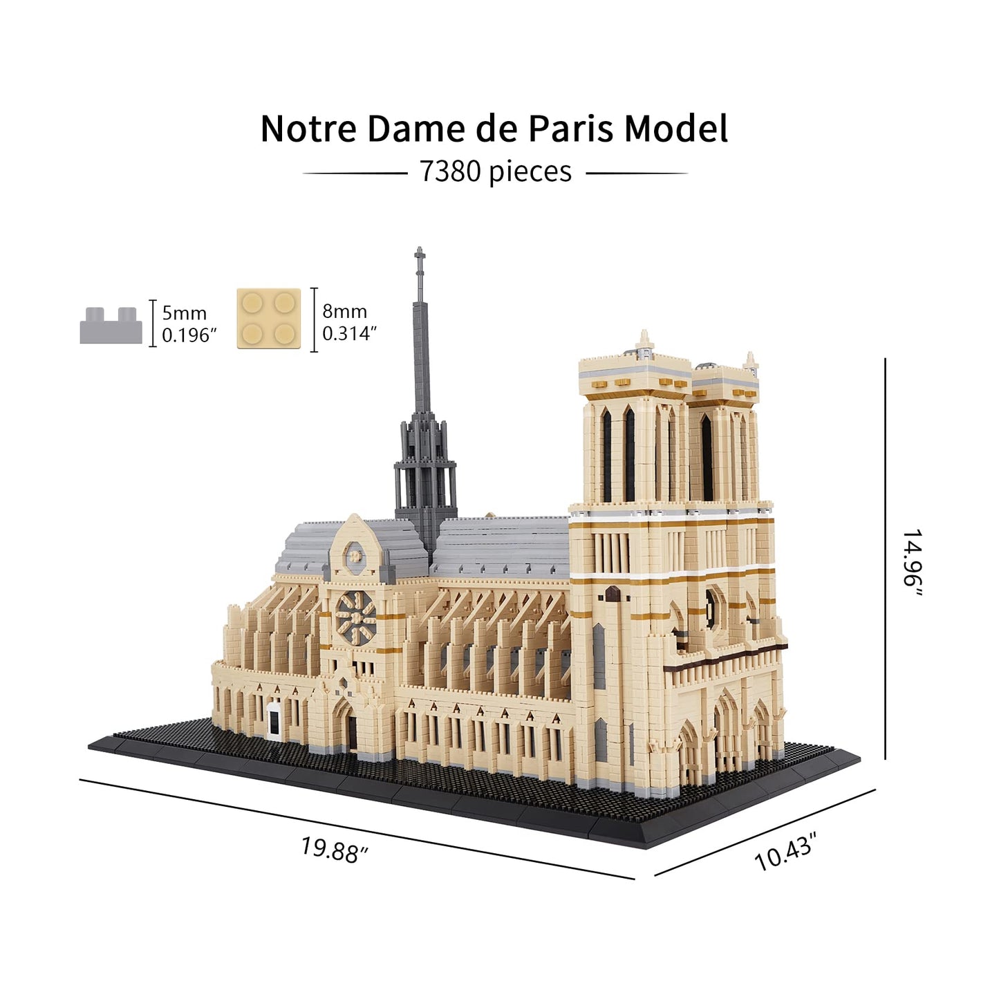 Geniteen Building Blocks, Architecture Notre Dame De Paris Model Micro Mini Blocks Creative Building Blocks Set, 7380 Pcs