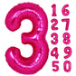 40 Inch Giant Hot Pink Number 3 Balloon, Helium Mylar Foil Number Balloons For Birthday Party, 3Rd Birthday Decorations For Kids
