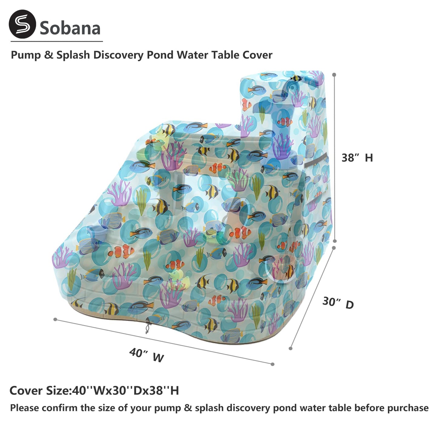 Sobana Kids Water Table Cover for Pump & Splash Discovery Pond Water Table,Waterproof Dust Proof Anti-UV Outdoor Kids Water Sens