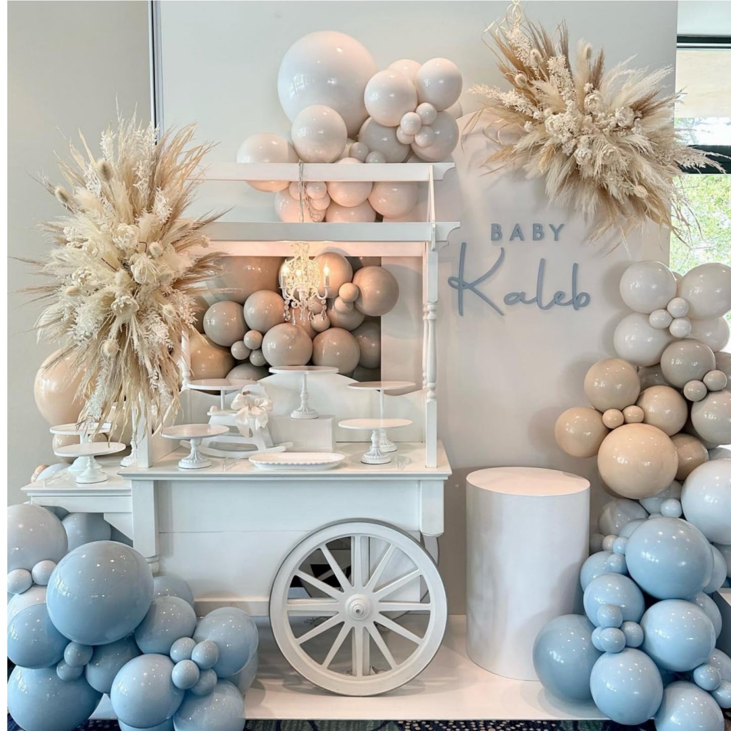 Blue Balloon Arch Kit Dusty Blue Balloon Garland With Double Stuffed Dusty Blue,Pastel Blue, Apricot,White Sand,Grey Balloons Pe