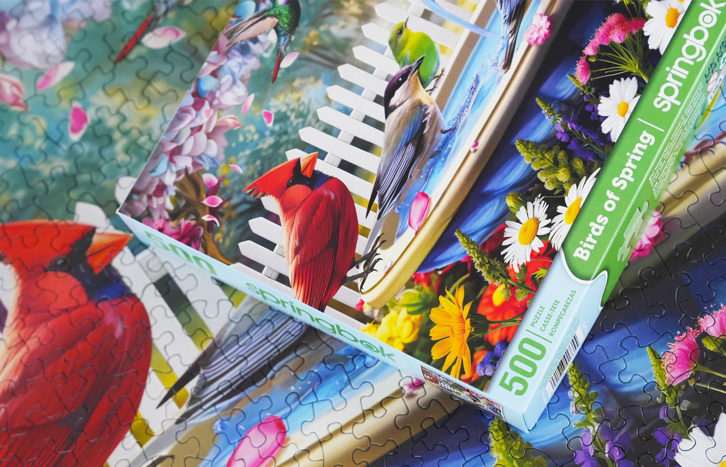 Springbok Birds of Spring 500 Piece Puzzle for mature-themeds - Features North American Wildbirds
