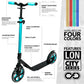 Crazy Skates Foldable Kick Scooter - Kick Scooters For Adults, Teens And Kids With Carrying Strap - Fast Folding, Adjustable Handlebars And Lightweight - London Scooter (Lon) - Teal