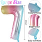 Rainbow Gradient Number 7 Balloon, 40 Inch Big Large Foil Number Balloons, Giant Mylar Number 7 Balloons For 7 Year Old Birthday