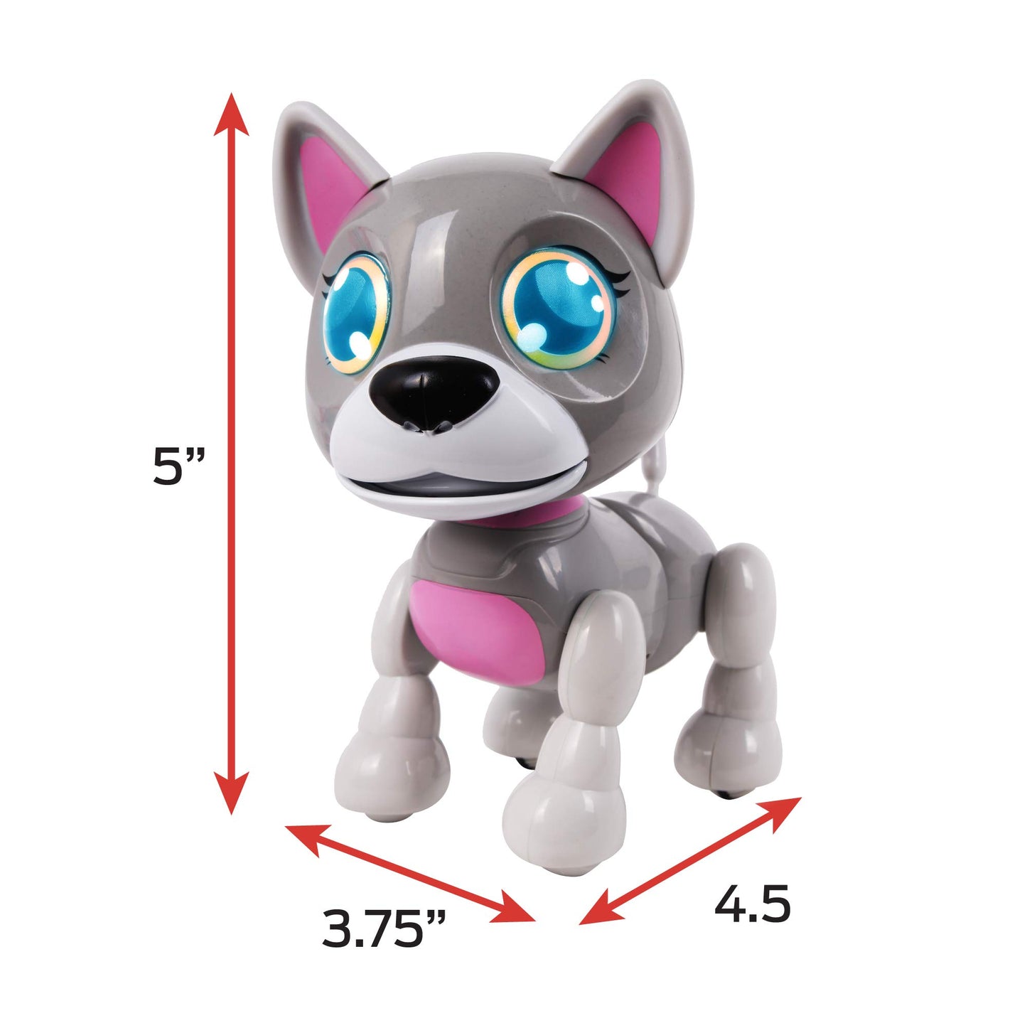 Nkok Usb Petbotz - Robo Puppy, Rechargeable, Miniature, Interactive Pet Robot, Lights Up, Sound Activated, Makes Noises On Command, Comes With Pet Bowl And Bone, Usb Charger Included