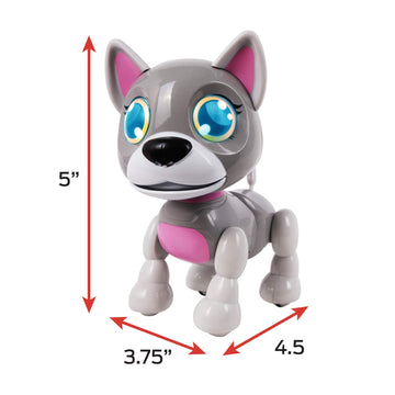 Nkok Usb Petbotz - Robo Puppy, Rechargeable, Miniature, Interactive Pet Robot, Lights Up, Sound Activated, Makes Noises On Command, Comes With Pet Bowl And Bone, Usb Charger Included