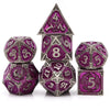 Pjoy Metal Dnd Dice Set With Dice Case Antique Silver Purple Dragon D&D Polyhedral Dice For Rpg Role Playing Games Dungeons And