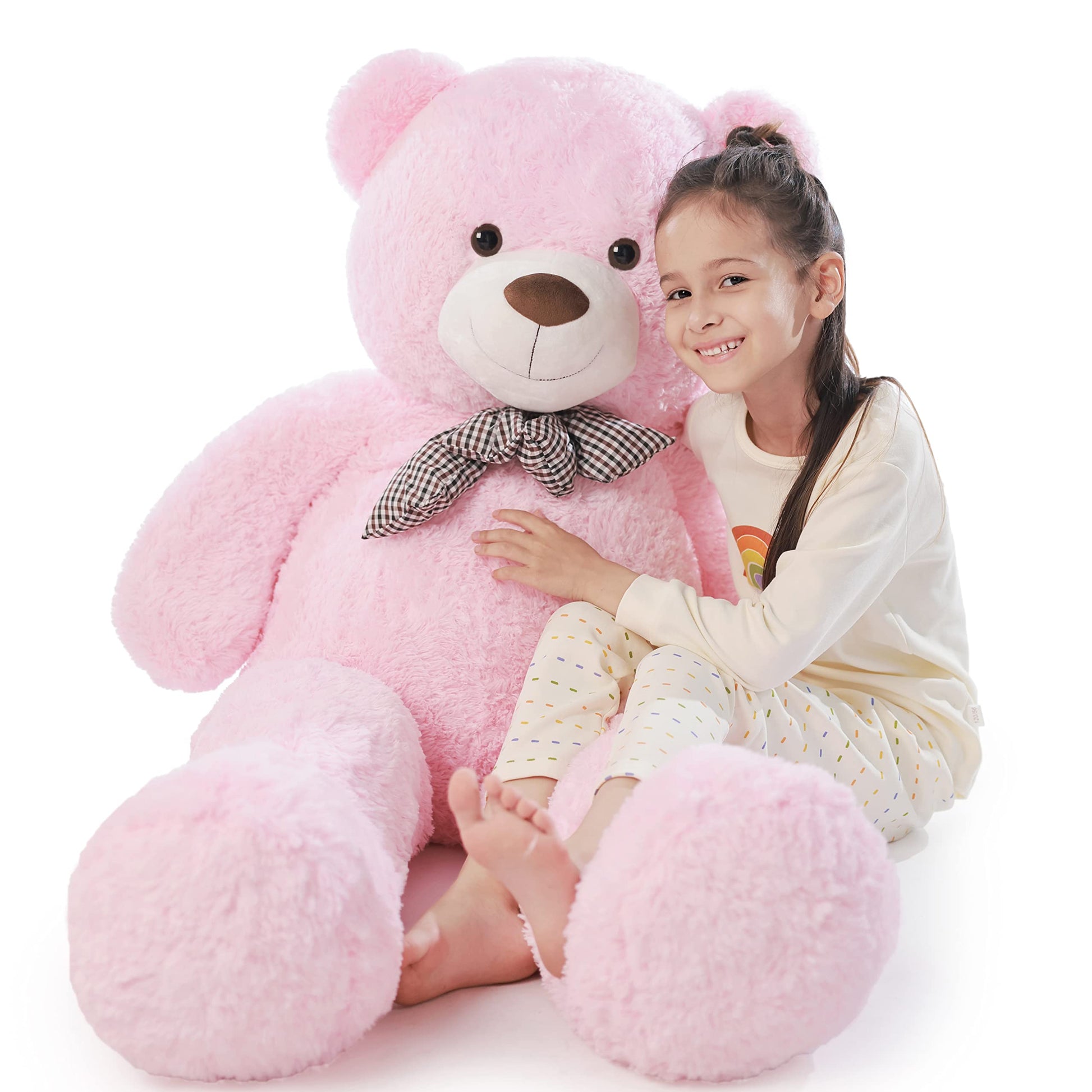 Poutmac Big Teddy Bear 4Ft Giant Pink Soft Stuffed Animals Cute Plush Toy For Girlfriend Women Kids For Valentine'S Christmas Bi