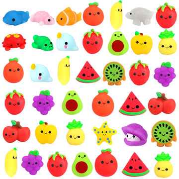 Outee 40 Pcs Mochi Toys Party Favors For Kids Mochi Animals Toys Kawaii Toys Bulk For Animals Cat Fidget Toys With Gift Box Cute Stuff Goodie Bags Stress Toys