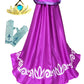Cokos Box Girls Princess Coronation Accessories Long Cape Cloak Gloves Tiara Set (3-4T, Pink)