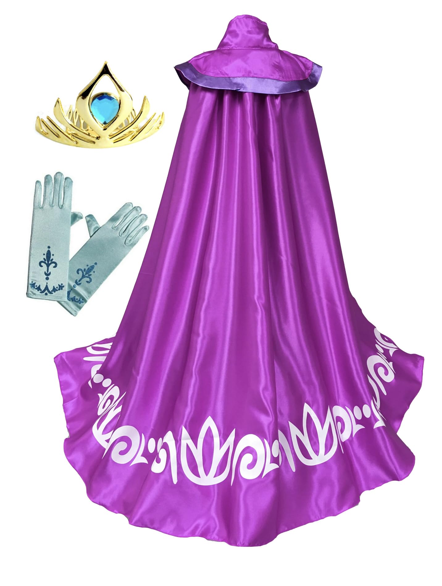 Cokos Box Girls Princess Coronation Accessories Long Cape Cloak Gloves Tiara Set (3-4T, Pink)