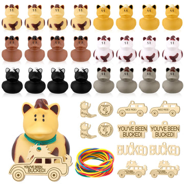 Hungdao 24 Sets Horse Rubber Duck 2.36 Inch Bucking Horse Ducks with Youve Been Bucked Tags Horse Duck Bath Toy Tags for Hiding