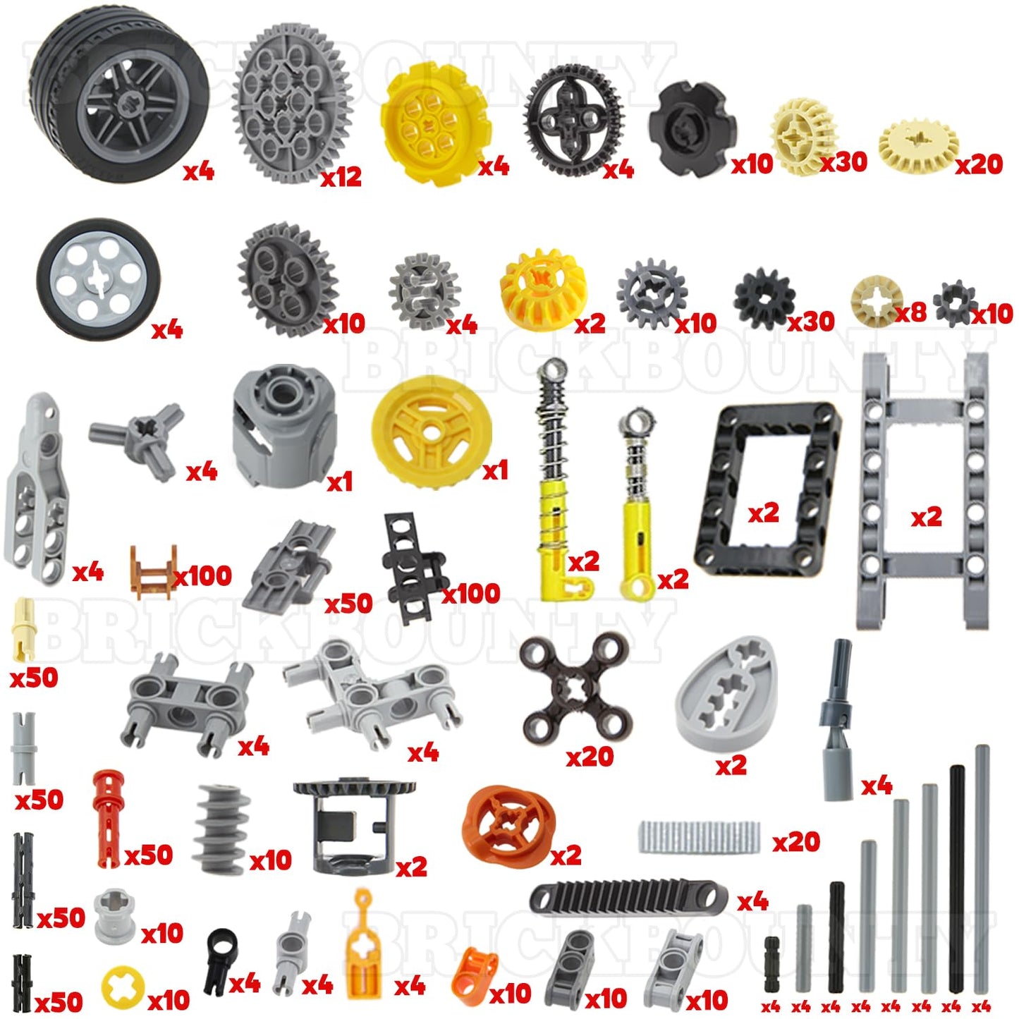 Brickbounty 846 Pcs Technical-Parts Compatible With Technic Set, Tires Wheels Frame Liftarm Beam And Pins, Moc & Stem Replacemen