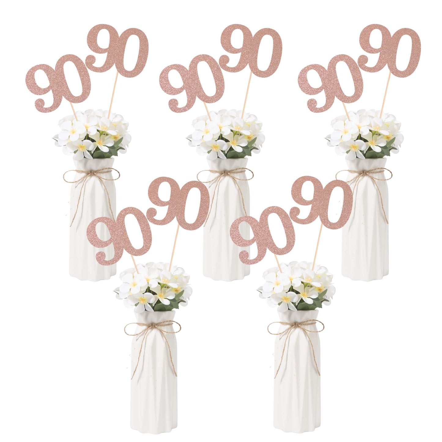Gexolenu No 90, 10 Pack Double-Sided Rose Gold Glitter 90Th Birthday Centerpieces For Tables, Number 90 Birthday Table Toppers P