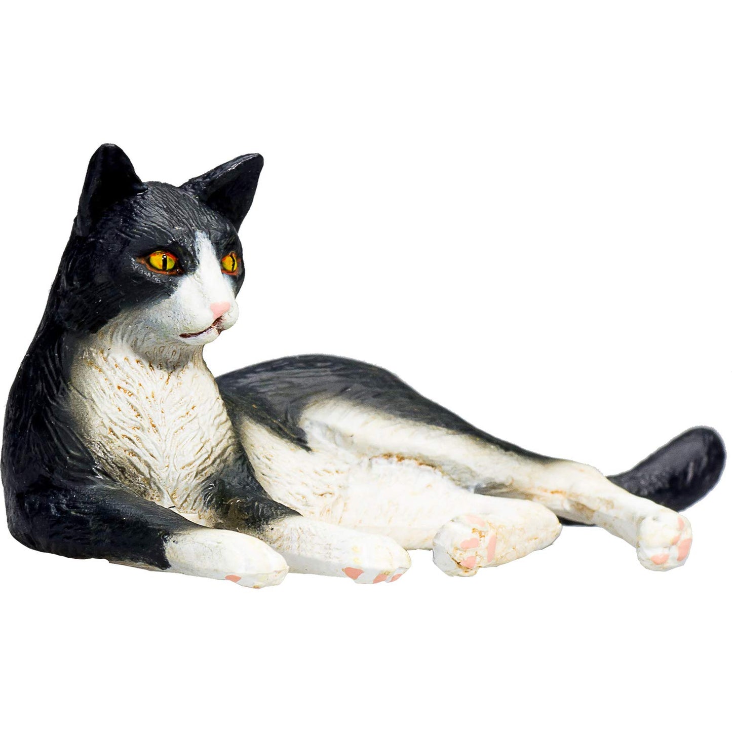 Mojo Black And White Cat Laying Realistic Domesticated Animal Hand Painted Toy Figurine