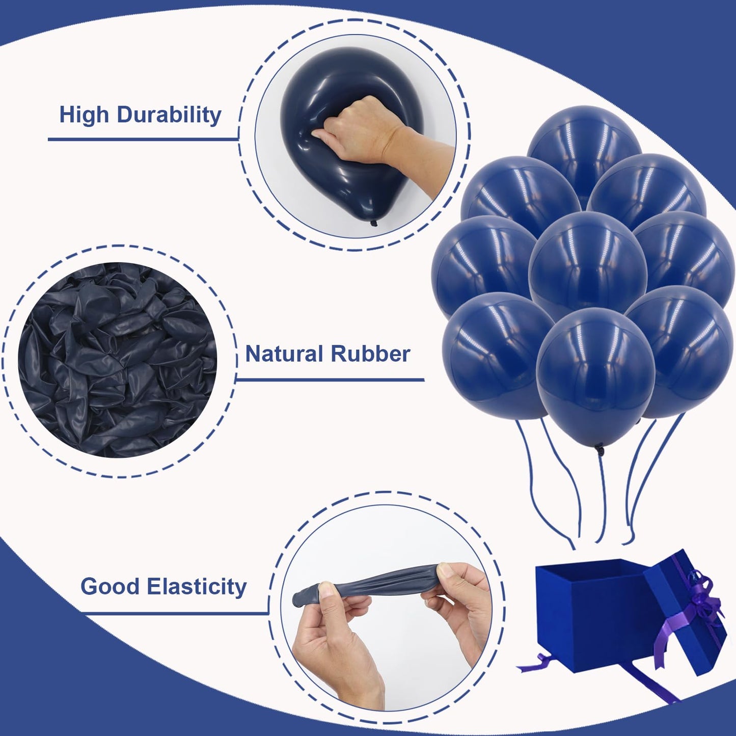 Navy Blue Balloons In Different Sizes 5 10 12 18Inch-134Pcs Navy Blue Balloons For Garland Arch