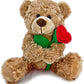Yolinyoish Brown Teddy Bear Plush Toy With Rose Cute Stuffed Animal For Girlfriend Mom Anniversary Valentines Birthdays Gifts 12