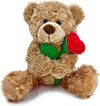 Yolinyoish Brown Teddy Bear Plush Toy With Rose Cute Stuffed Animal For Girlfriend Mom Anniversary Valentines Birthdays Gifts 12