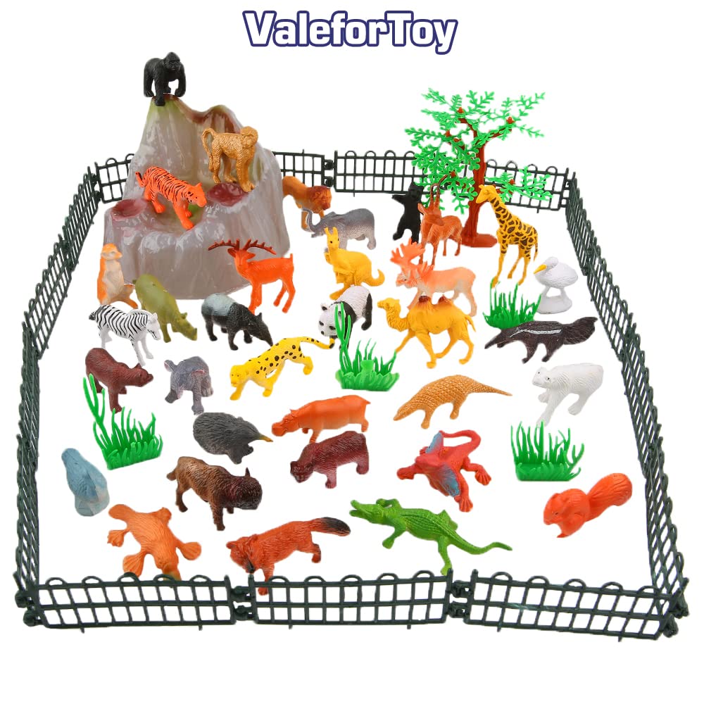 Valefortoy 54-Piece Mini Jungle Animals Set With Gift Box - Realistic Wild Animal Figures For Kids' Learning & Party Favors
