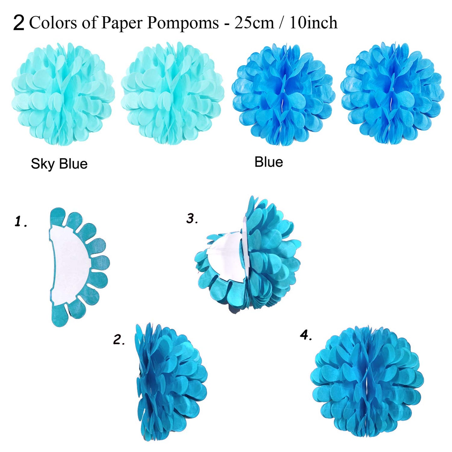 Recosis Birthday Party Decorations, Blue Party Decorations For Boy Men, Happy Birthday Banner, Curtains, Paper Pompoms And Fans,