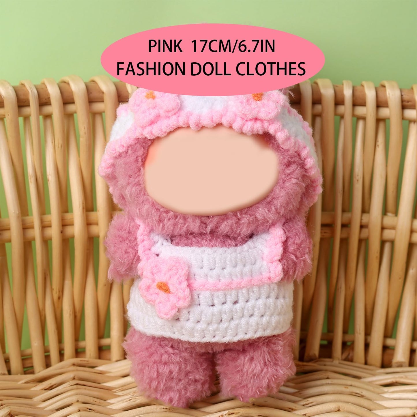 17cm Clothes Set(NO Doll)  Cute Hat & Unique Sweater Dress-up Set  Handmade Clothing Designed for 17cm Doll.(Sweater(Pink))