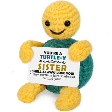 Christmas Sister Gifts from Sisters  Birthday Stocking Stuffers Sister Gifts for Women Girls mature-themed  I Love You Sister in Law Bestie Soul Sister Gift Presents Small Cute Handmade Knitted Crochet Turtle