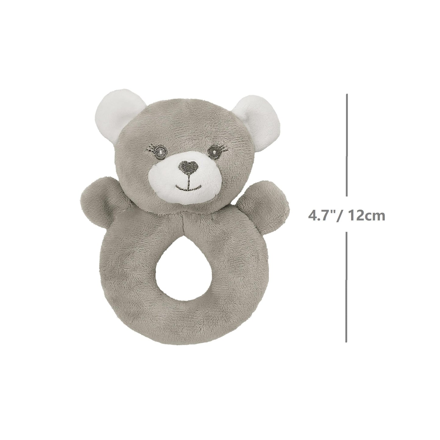 Crevent Cozy Plush Baby Security Blanket Loveys For Baby Girls Boys, Stuffed Animal Ring Rattle Shaker Toy For Newborns (Bear +