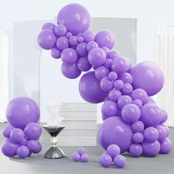 PartyWoo Balloons Arch Kit - 140 pcs Light Purple Lavender Latex, Various Sizes (5-18 Inch) for Graduation, Baby Shower, Birthday Decor