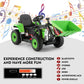 Joyldias 12V Ride On Excavator With 2.4Ghz Remote Control, Electric Construction Vehicle Bulldozer For Kids Digger With 3 Speeds, Bluetooth, Microphone Jack, Music, Lights, Green