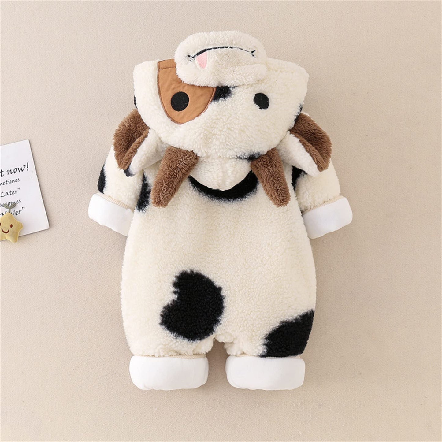 BABWWNIX Toddler Baby Boy Girl Halloween Animal Costume Fuzzy Warm Hooded Romper Funny Cosplay Zip-Up Jumpsuit Outfits Gifts (C-