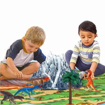 Erupting Volcano Model Dinosaur Toys with Mat & Trees,Dinosaur Playset Science Kit for Kids 3-5