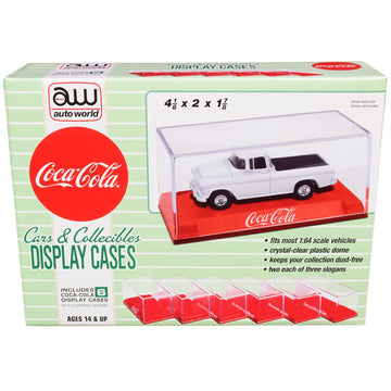 Auto World - Acrylic Display Case (6 Pack) Coca-Cola Red Base, 1:64 (Awdc022)
