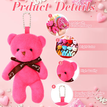Blueweenly 40 Pack Valentine'S Day Mini Plush Bears With Heart Cards And Organza Bags 4.7 Inch Small Stuffed Bear For Valentine'