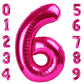 Hot Pink Number 6 Balloon 40 Inch, 6Th Birthday Balloon For Boy Girl, 16 26 60 61 65 Foil Mylar Helium Number Balloons Birthday