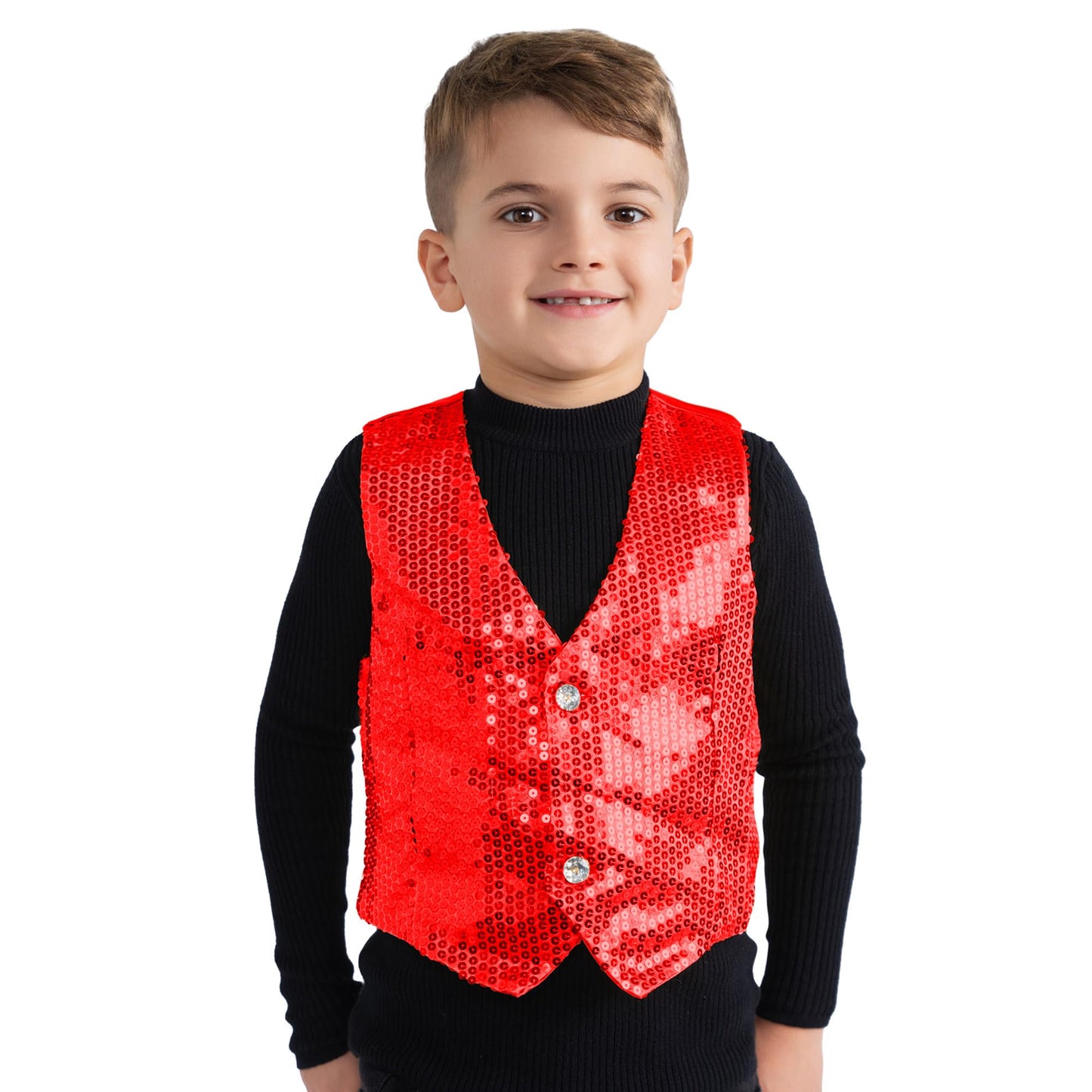 Red Sequined Vest - Size L (12-14)
