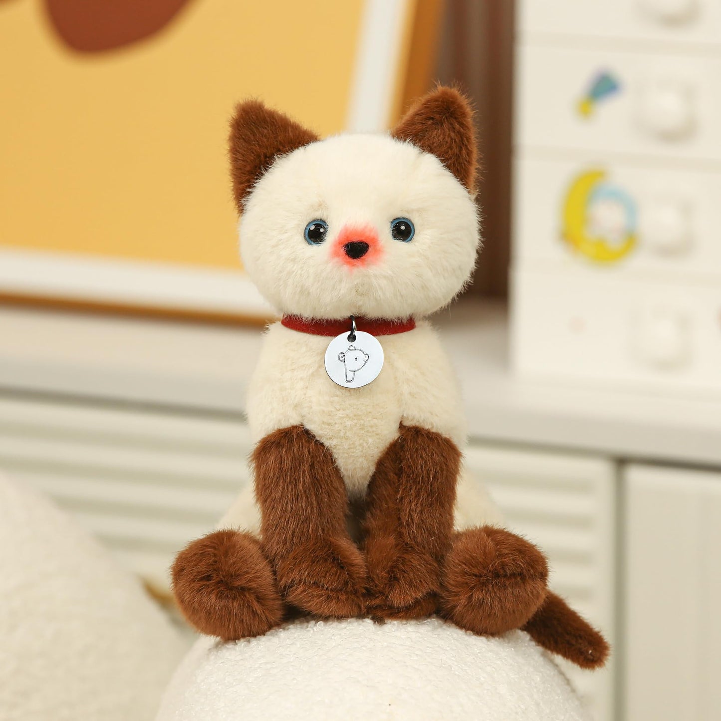 Plushland Realistic Stuffed Cat and Dog Plush PuppyStuffed Animals Plush Toys Collar  Realistic enhanced Pawpal Stuffed Puppy Cats and Dogs Toy for Boys and Girls 8 Inches (Siamese Kitty with Collar)